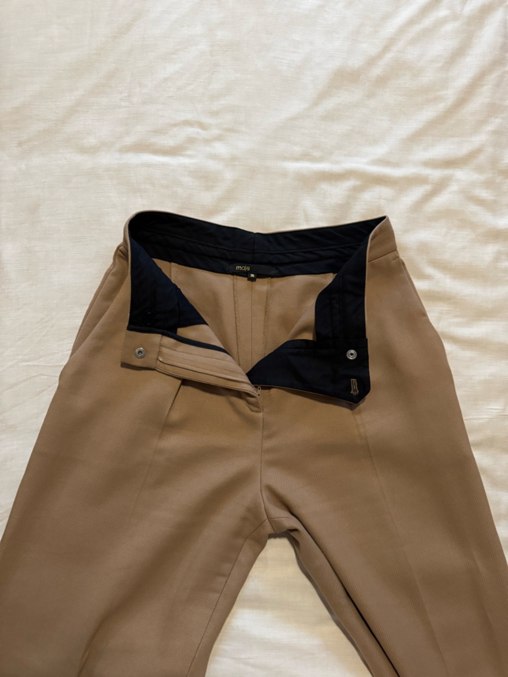 Maje Beige High-Waist Tailored Pants